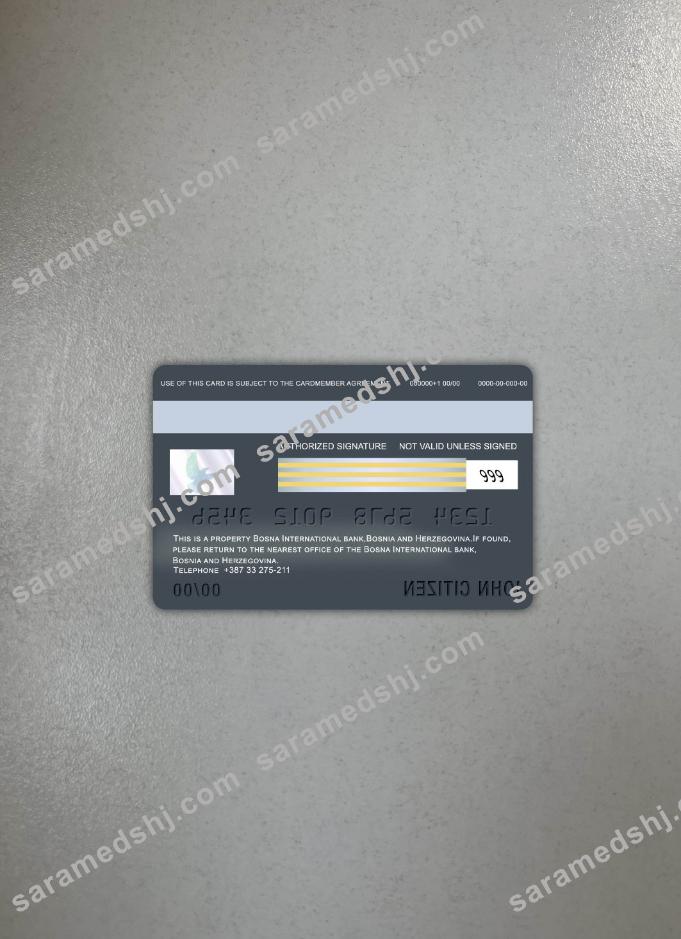 Bosnia and Herzegovina Bosna International bank visa card photolook back